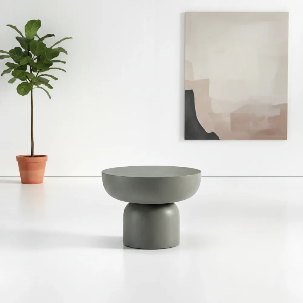 Tavolino "Pop" scultoreo microcemento rotondo cm Ø 48x35h ikone