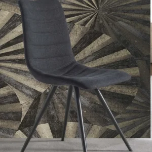 Ingrid - Set da 2 Sedia moderna per salotto living imbottita rivestita tessuto antracite cm 44x57x87h