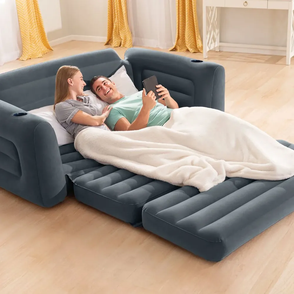 INTEX - Divano Letto Gonfiabile 2 Posti con Porta Bicchieri - h66x203x231 cm