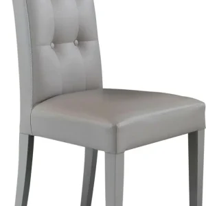 JACQUELYN - sedia moderna ecopelle con 4 bottoni Grigio Milani Home
