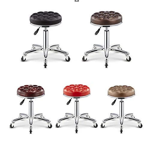 JBTM Sgabello Girevole Girevole Altezza Regolabile con Ruote, per Ufficio, Bar, Salone, Massaggio, Lavoro e Cucina,Marrone