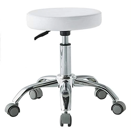 JBTM Sgabello Regolabile con rotelle per Lavoro Cucina Salone, ergonomico Sgabello Girevole,Bianca,Medical Wheel