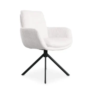 Sedia di design con braccioli velluto coste bianco ecrù LOLA JC