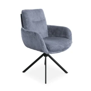 Sedia di design con braccioli velluto coste grigio LOLA JC