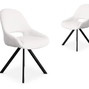 Set di 2 sedie di design velluto coste bianco ecrù SYRA JC