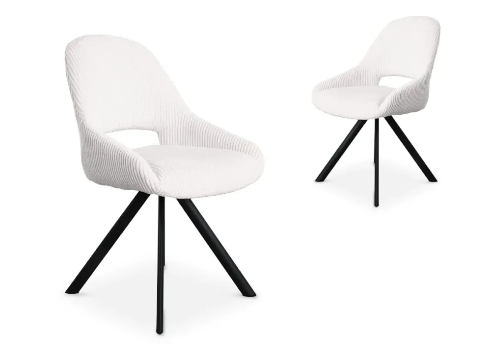 Set di 2 sedie di design velluto coste bianco ecrù SYRA JC