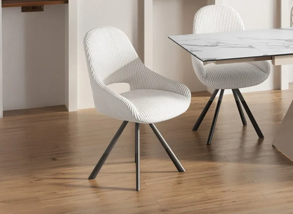 Set di 2 sedie di design velluto coste bianco ecrù SYRA JC