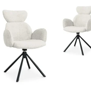 Set di 2 sedie girevoli con braccioli tessuto beige effetto montone MAGY JC