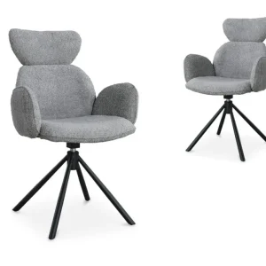 Set di 2 sedie girevoli con braccioli tessuto effetto montone grigio MAGY JC