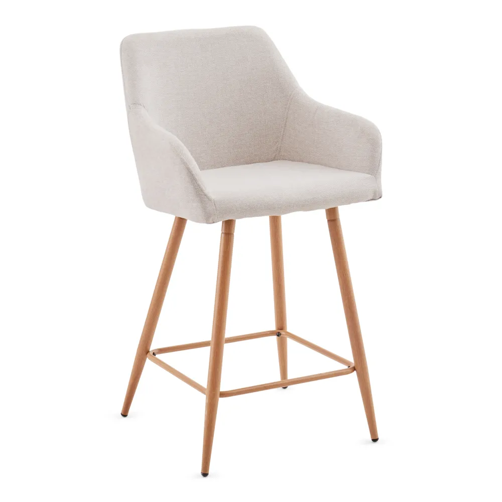 Jenna Sgabello da bar - tessuto beige con braccioli 65 cm