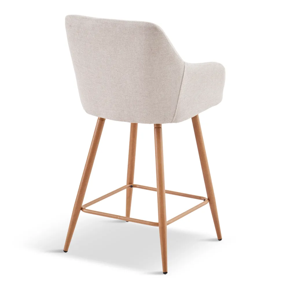 Jenna Sgabello da bar - tessuto beige con braccioli 65 cm