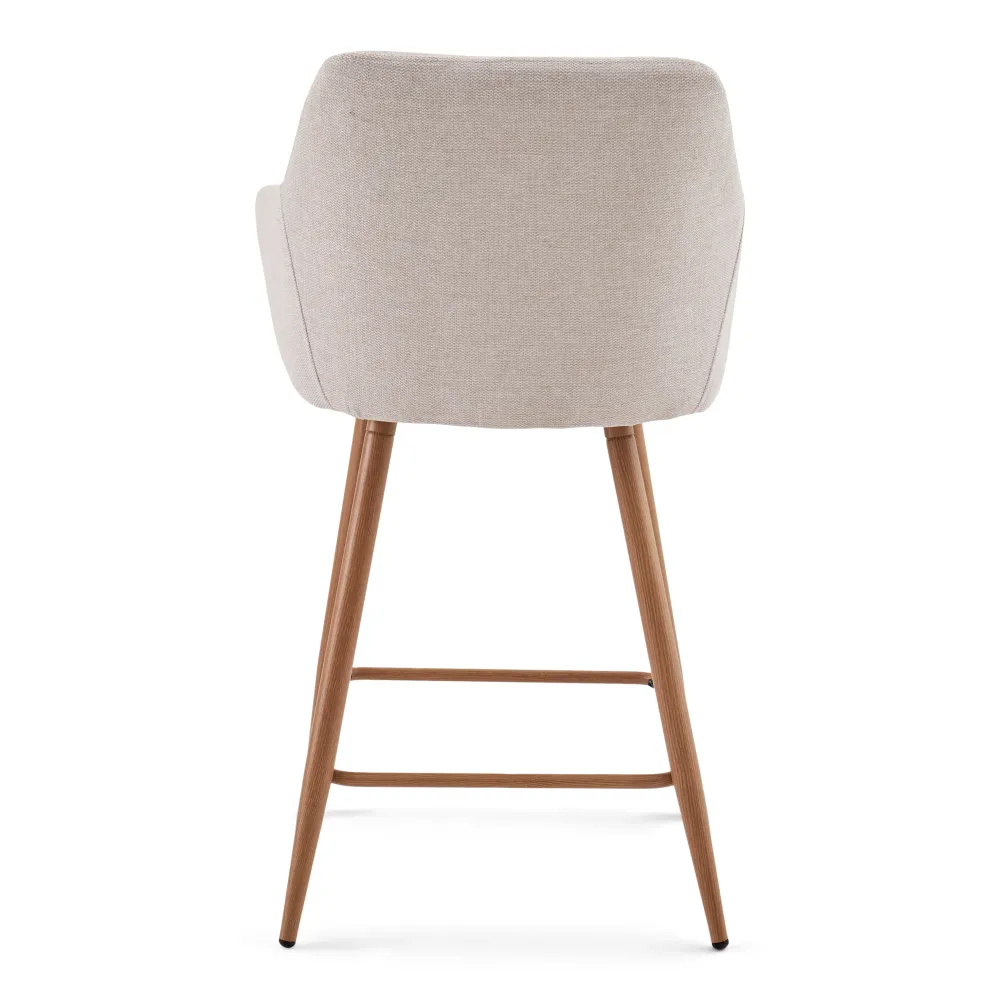 Jenna Sgabello da bar - tessuto beige con braccioli 65 cm