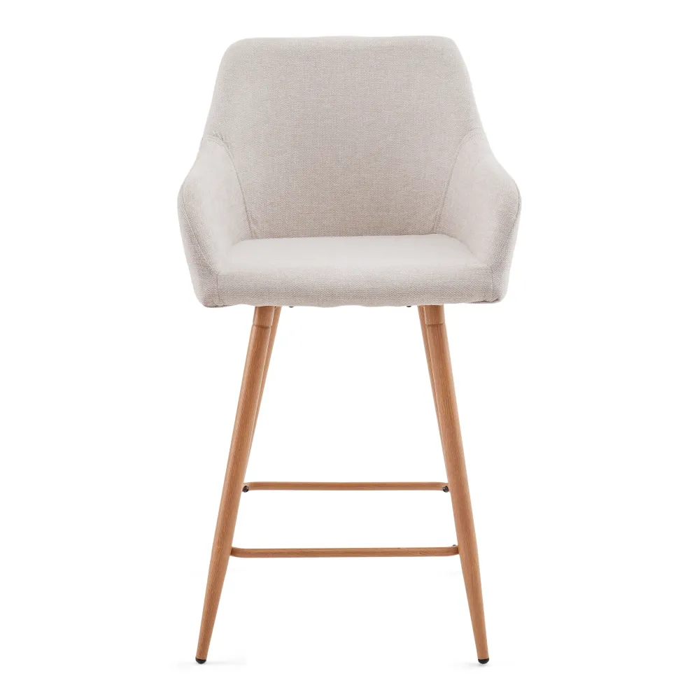 Jenna Sgabello da bar - tessuto beige con braccioli 65 cm