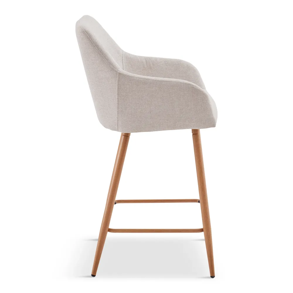 Jenna Sgabello da bar - tessuto beige con braccioli 65 cm
