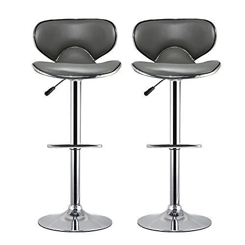 JEOBEST Set di 2 sgabelli da Bar Regolabili, Girevole e Regolabile Altezza 62 cm – 82 cm, Sgabello Similpelle con Schienal...