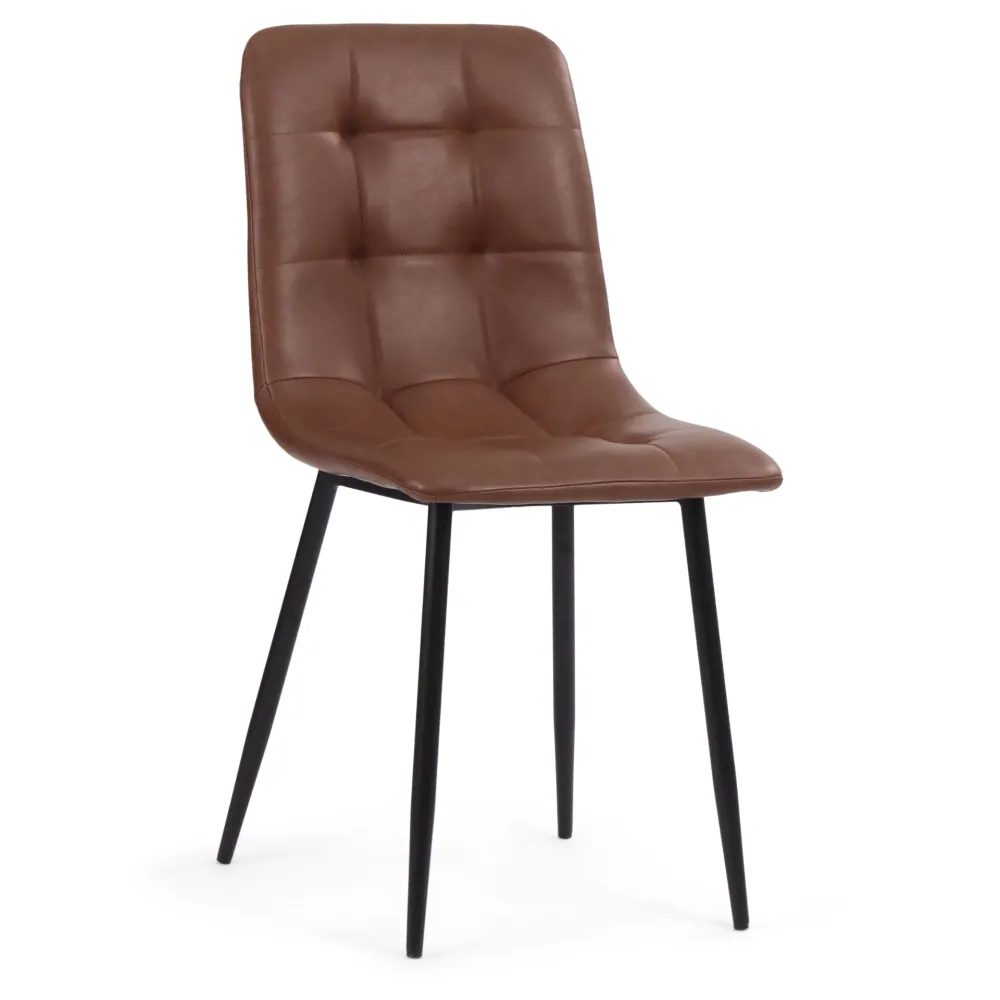 Jessi Sedia da pranzo - Similpelle marrone con gambe metallo nero