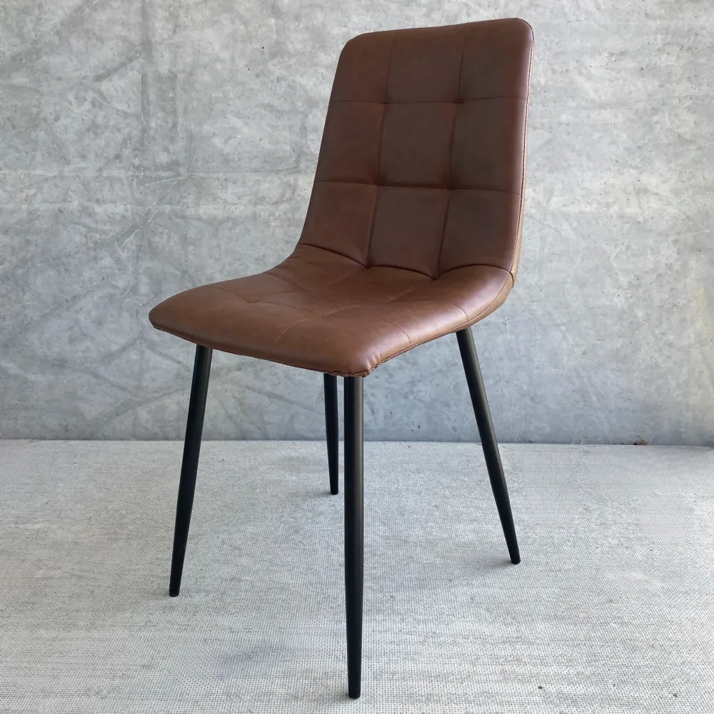 Jessi Sedia da pranzo - Similpelle marrone con gambe metallo nero