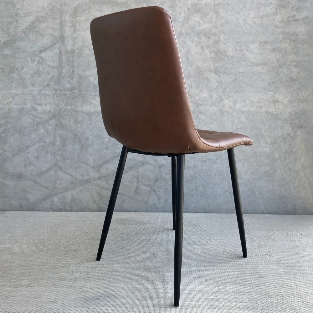 Jessi Sedia da pranzo - Similpelle marrone con gambe metallo nero