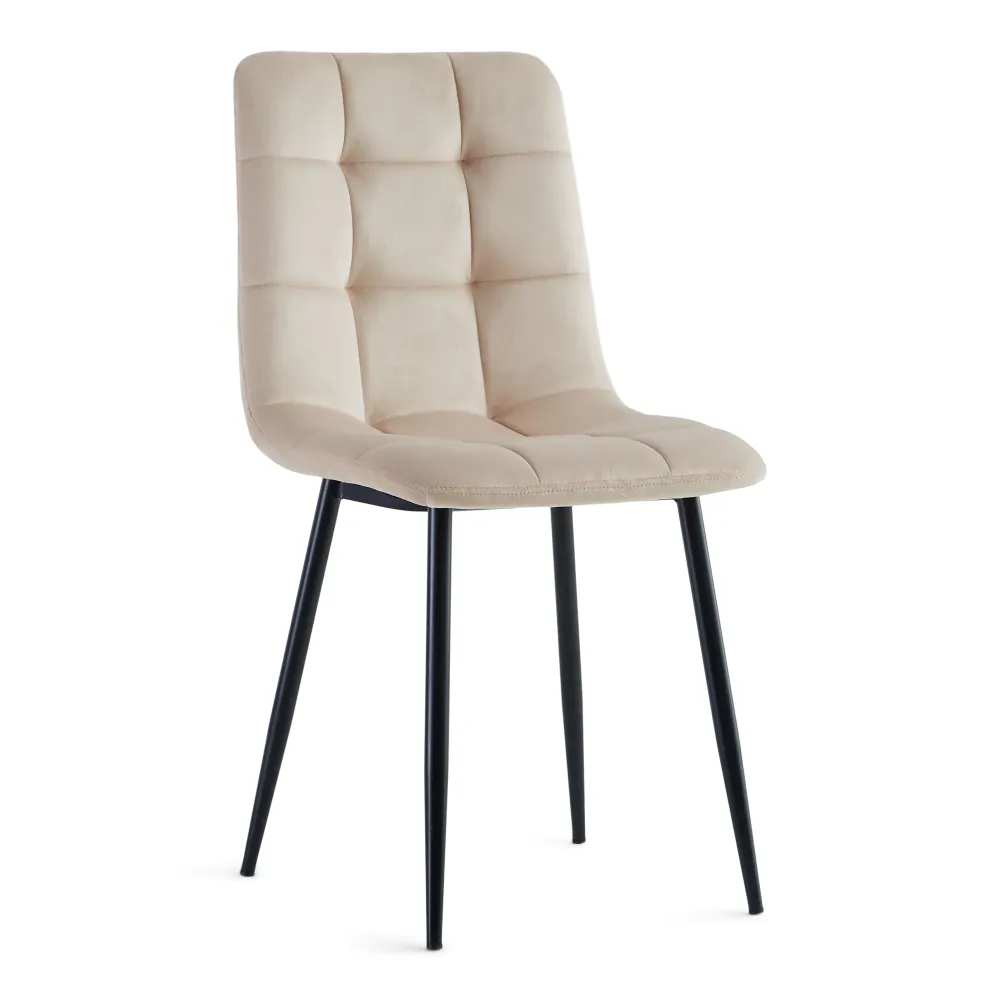 Jessi Sedia da pranzo - velluto beige con gambe metallo nero