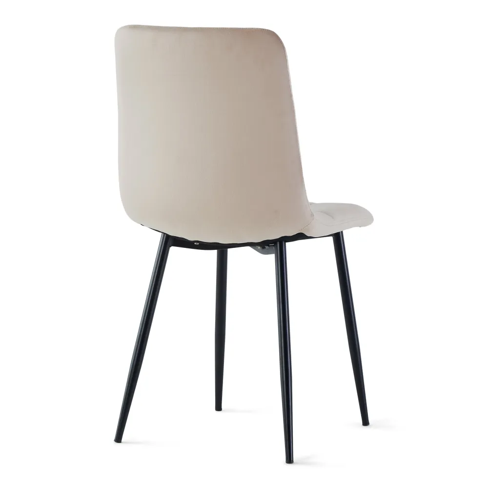 Jessi Sedia da pranzo - velluto beige con gambe metallo nero