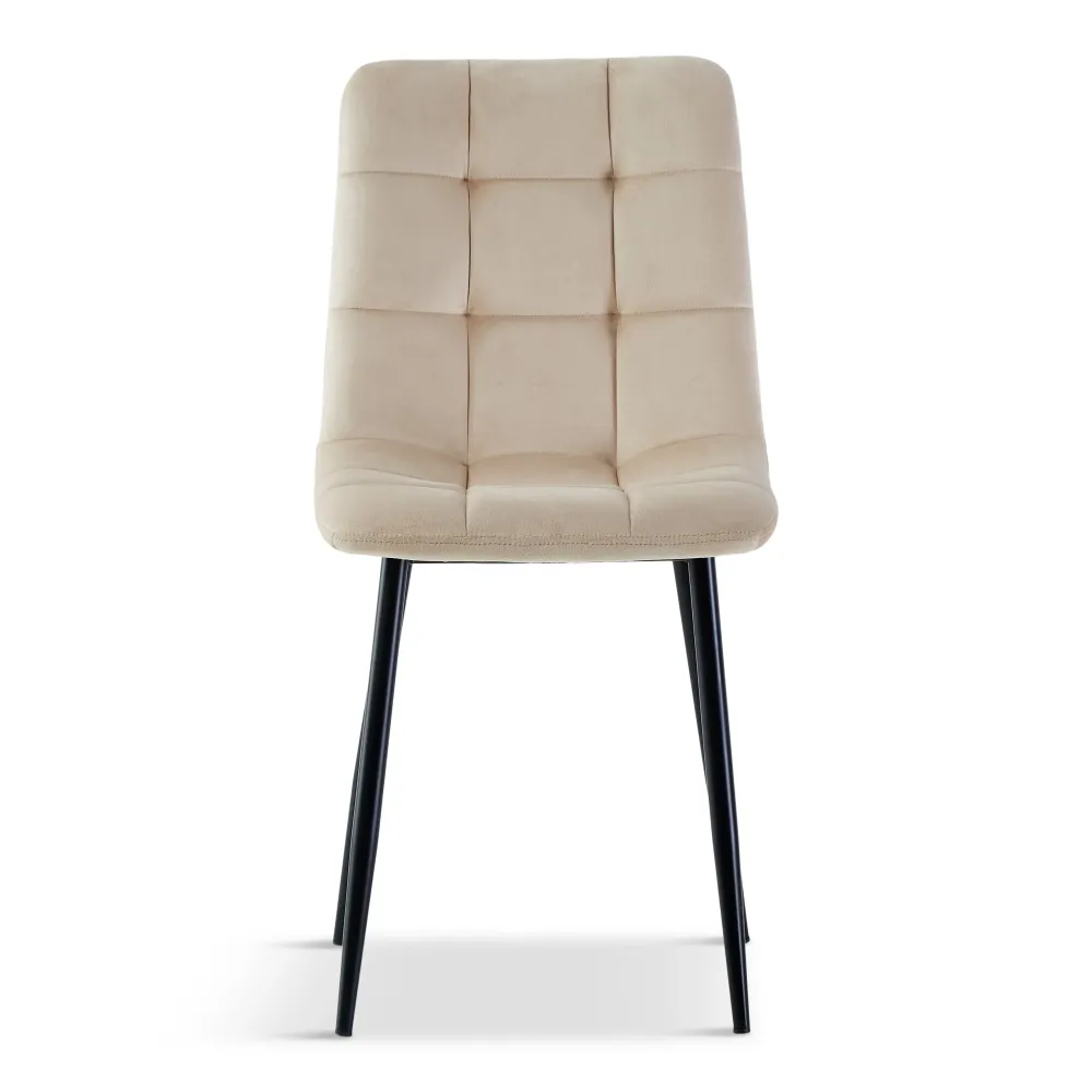 Jessi Sedia da pranzo - velluto beige con gambe metallo nero