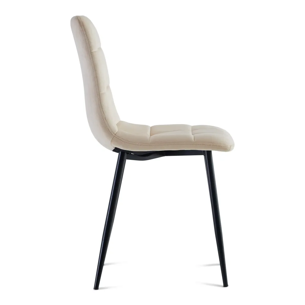 Jessi Sedia da pranzo - velluto beige con gambe metallo nero