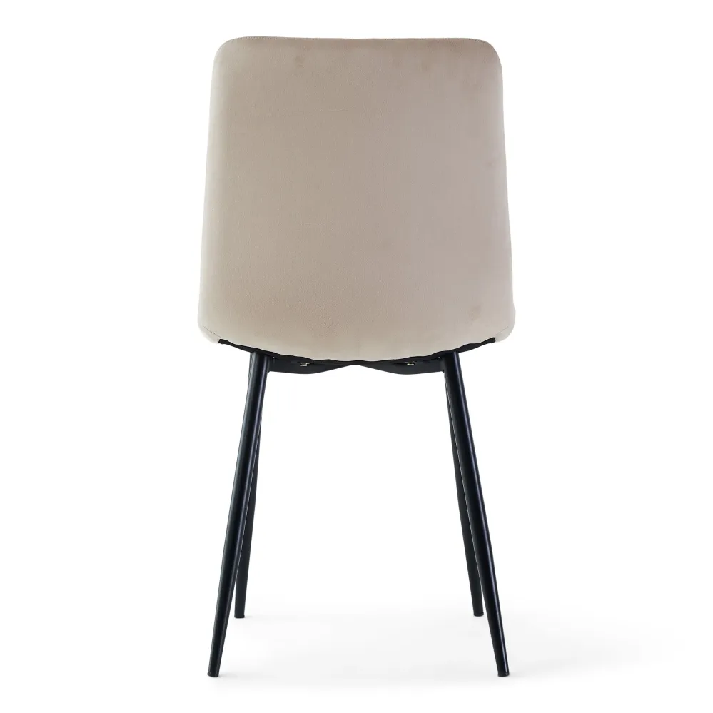 Jessi Sedia da pranzo - velluto beige con gambe metallo nero