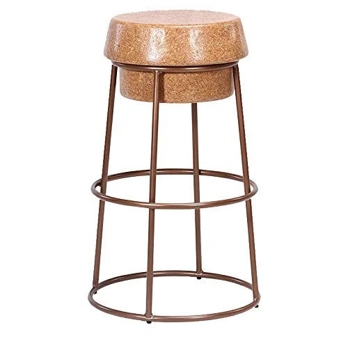 JHBW 26/30"Sgabello da Bar Ferro battuto, seggiolone Moderno per Uso Professionale, Contro Altezza, Tappetino Sughero Crea...