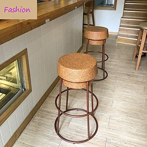 JHBW 26/30"Sgabello da Bar Ferro battuto, seggiolone Moderno per Uso Professionale, Contro Altezza, Tappetino Sughero Crea...