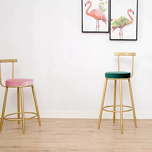 JHBW Sgabello Alto da Bar, per la casa o per Lavoro, Sgabello da Bar con Cuscino Flanella con Struttura Metallo, 75 cm (30...