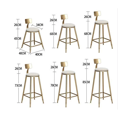 Sedia da banco Nordic Bar Sgabello ferro battuto creativo Golden Dining Chair per bar ristorante bar con schienale seggiol...