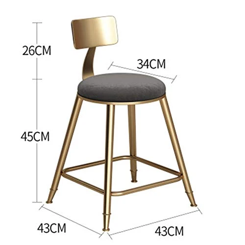 Sedia da banco Nordic Bar Sgabello ferro battuto creativo Golden Dining Chair per bar ristorante bar con schienale seggiol...
