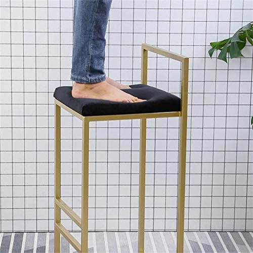Sedia alta da bar metallo con seduta imbottita velluto, sedia da pranzo moderna colazione contemporanea, bianco/oro - alte...