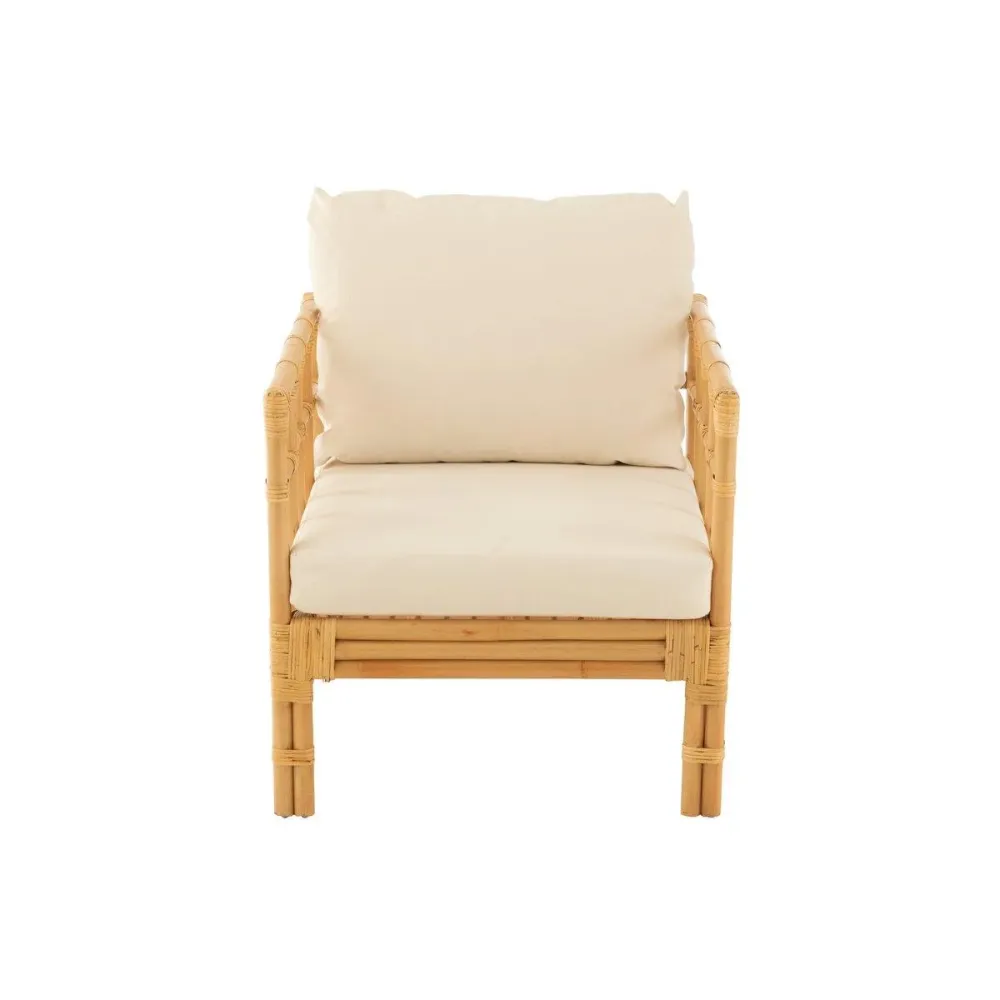 Poltrona J-Line Elise+Cuscino Rattan/Tessuto Naturale/Bianco JOLIPA