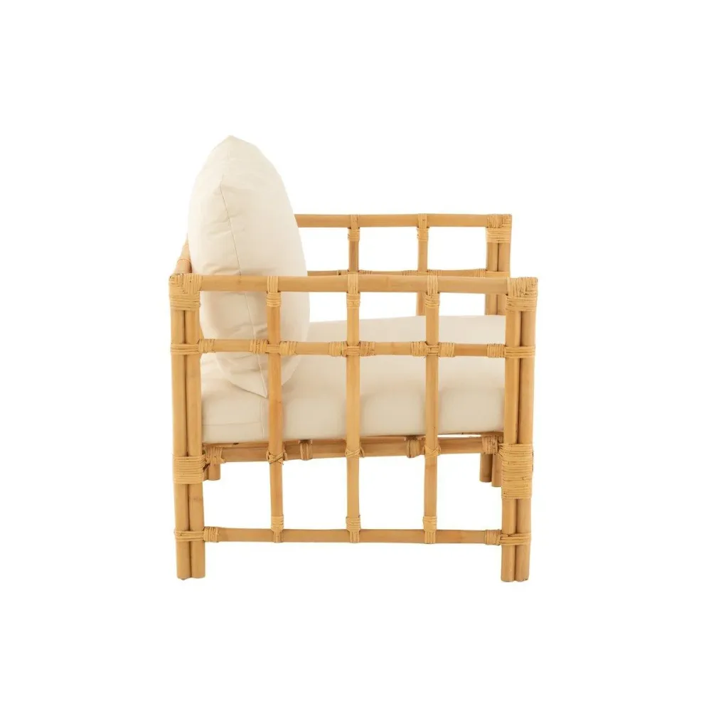 Poltrona J-Line Elise+Cuscino Rattan/Tessuto Naturale/Bianco JOLIPA