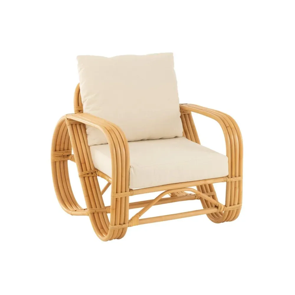 Poltrona J-Line+Cuscino Rattan/Tessuto Naturale/Bianco JOLIPA