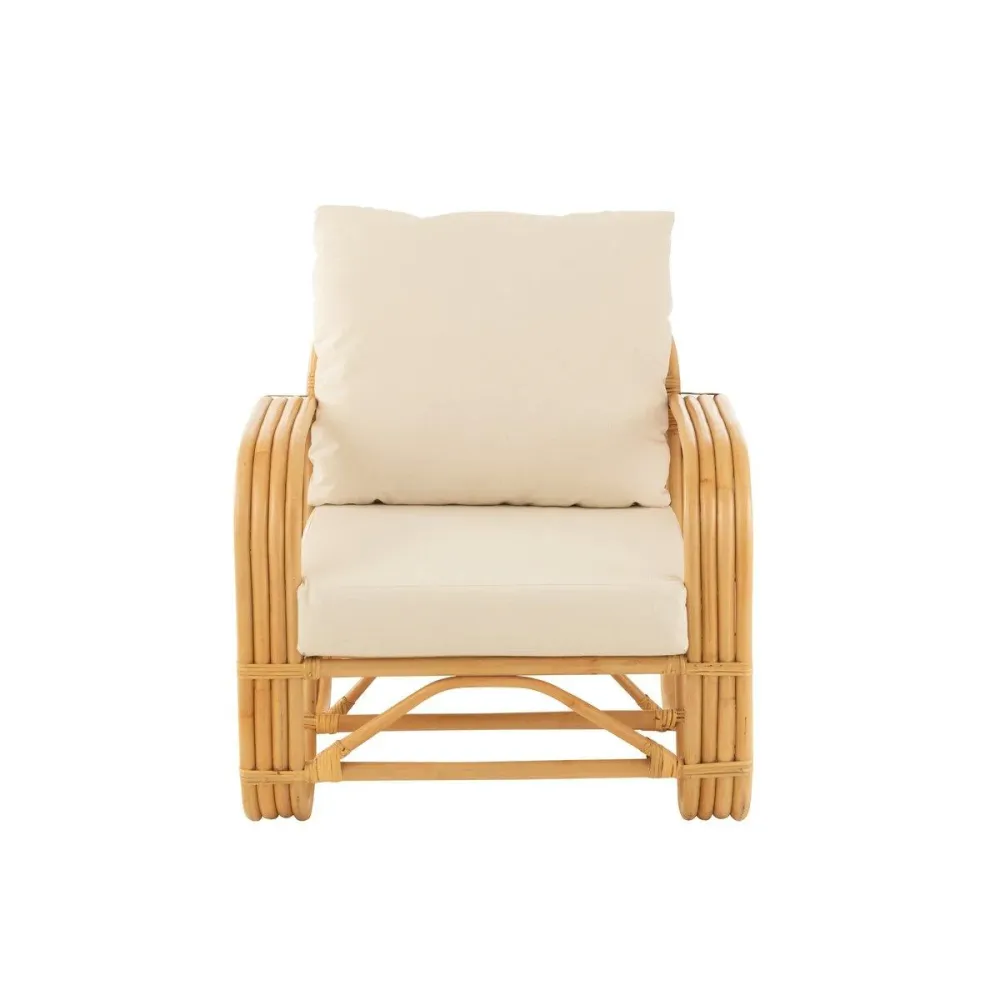 Poltrona J-Line+Cuscino Rattan/Tessuto Naturale/Bianco JOLIPA
