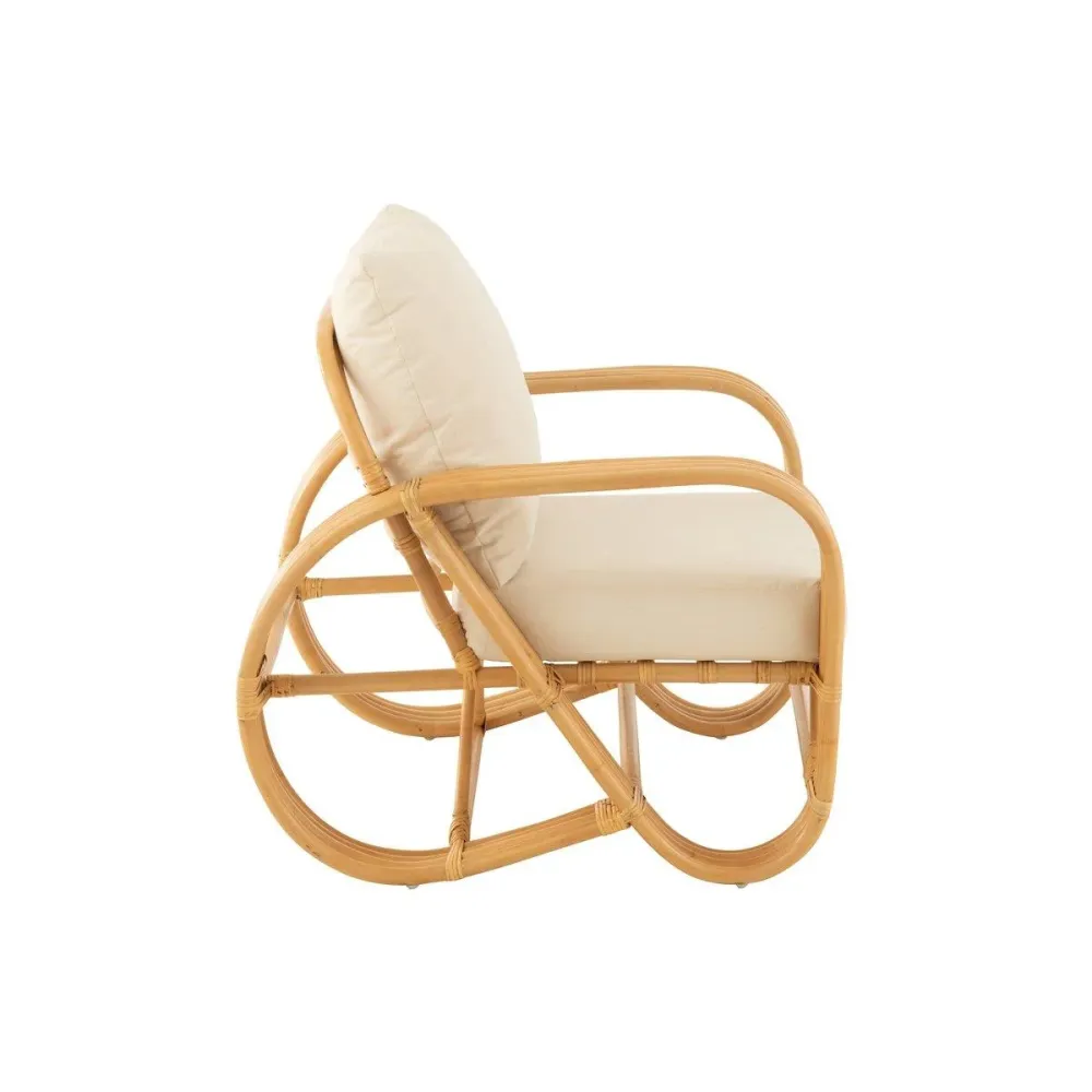 Poltrona J-Line+Cuscino Rattan/Tessuto Naturale/Bianco JOLIPA