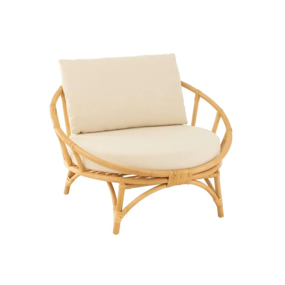 Sedia J-Line+Cuscino Rattan/Tessuto Naturale/Bianco JOLIPA