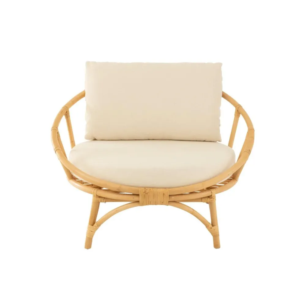 Sedia J-Line+Cuscino Rattan/Tessuto Naturale/Bianco JOLIPA