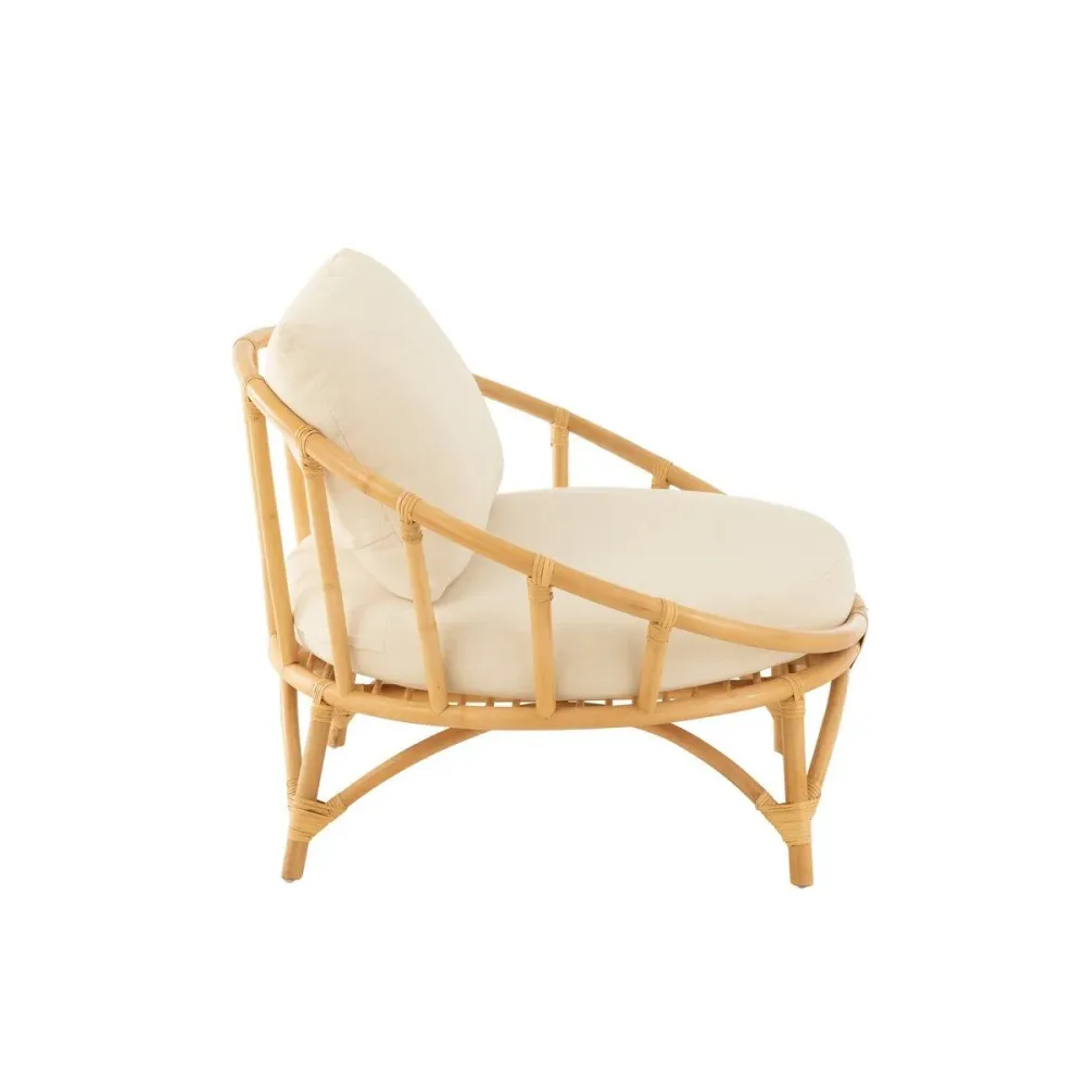 Sedia J-Line+Cuscino Rattan/Tessuto Naturale/Bianco JOLIPA