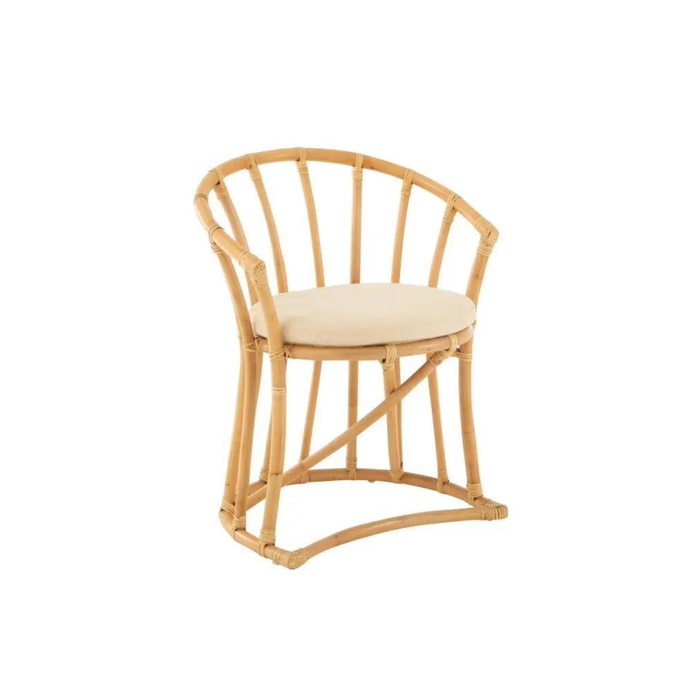 Sedia J-Line+Cuscino Rattan/Tessuto Naturale/Bianco JOLIPA