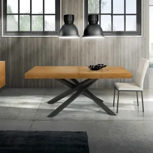 Jori - Tavolo impiallacciato rovere con gambe metallo