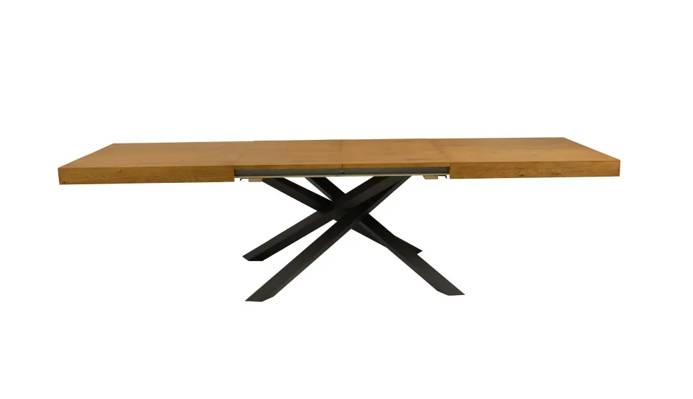 Jori - Tavolo impiallacciato rovere con gambe metallo