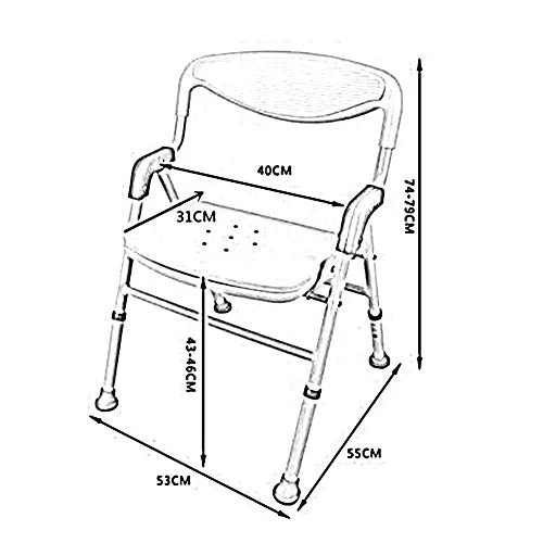 JTKDL Sedia da Doccia Sedia da Bagno con Braccioli Sgabello da Bagno Pieghevole da Bagno Forniture per maternità per Anzia...