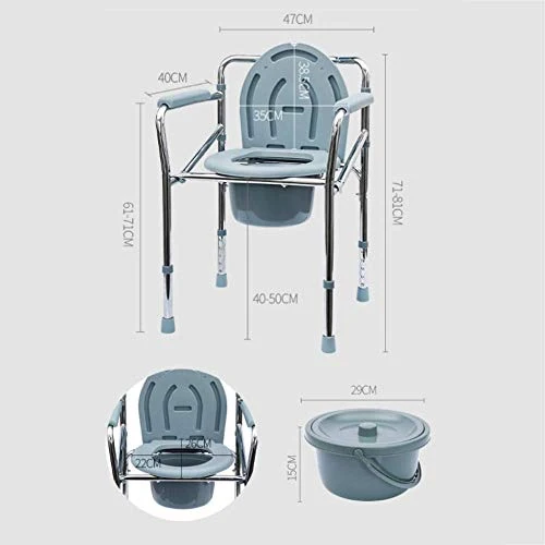 JTKDL Sedia da Toilette per Anziani Sedia da Toilette per Uso Domestico Sedia da Toilette Pieghevole Semplice da Bagno Sed...