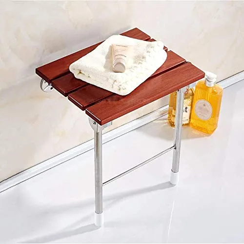 JTKDL Sedile per Doccia Sedile per Montaggio Parete Sedile Ribaltabile Sedile per Doccia Legno di Teak Sgabello per Bagno
