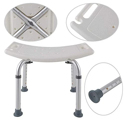 JTKDL Sgabello da Bagno Alluminio Regolabile Altezza 6 Livelli Sedia da Doccia Design Antiscivolo con Sedile Imbottito For...