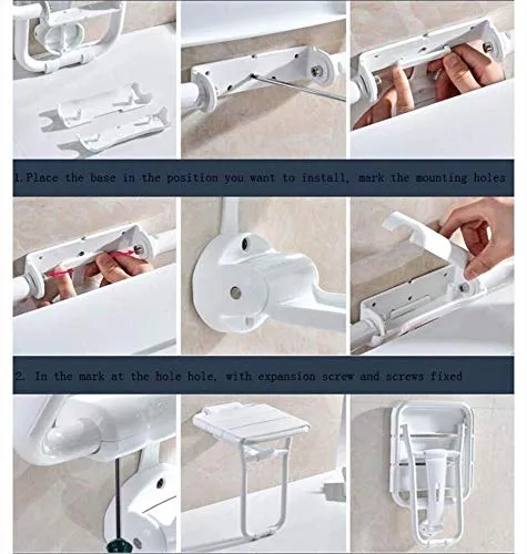 JTKDL Sgabello da Bagno Cambio Scarpe Sgabello Bagno Sedile Pieghevole Anziani Disabili Bagno Sicurezza Muro Sedia Sgabell...