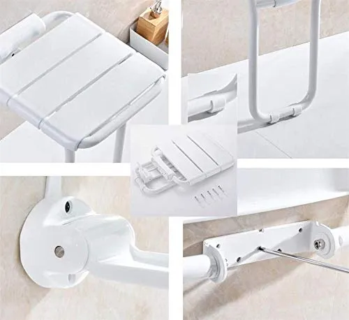 JTKDL Sgabello da Bagno Cambio Scarpe Sgabello Bagno Sedile Pieghevole Anziani Disabili Bagno Sicurezza Muro Sedia Sgabell...